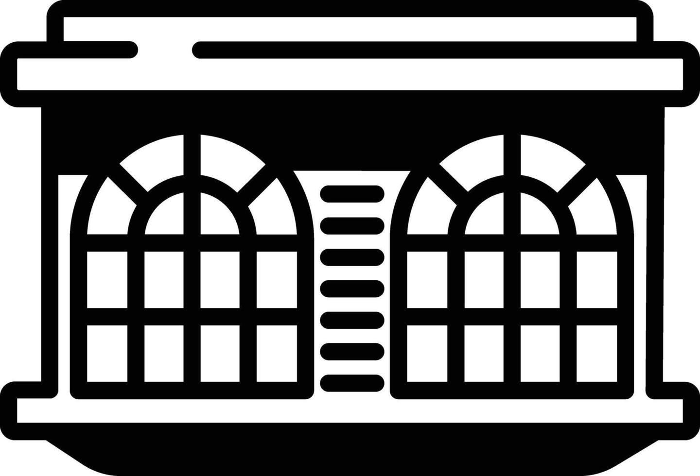 Rounded window  glyph and line vector illustration