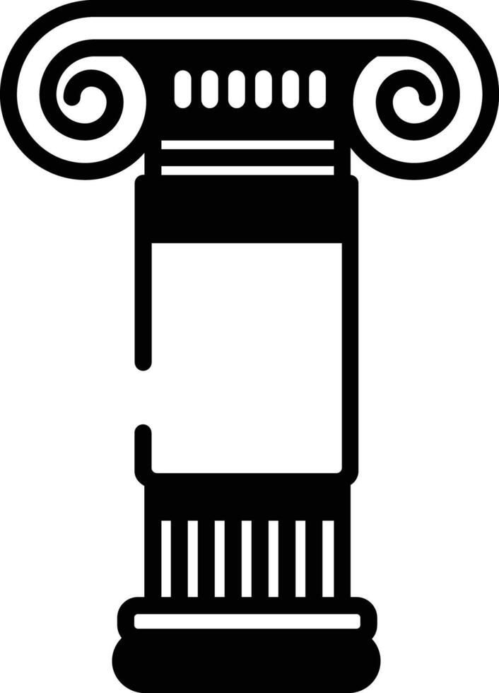 Ionic pillar glyph and line vector illustration