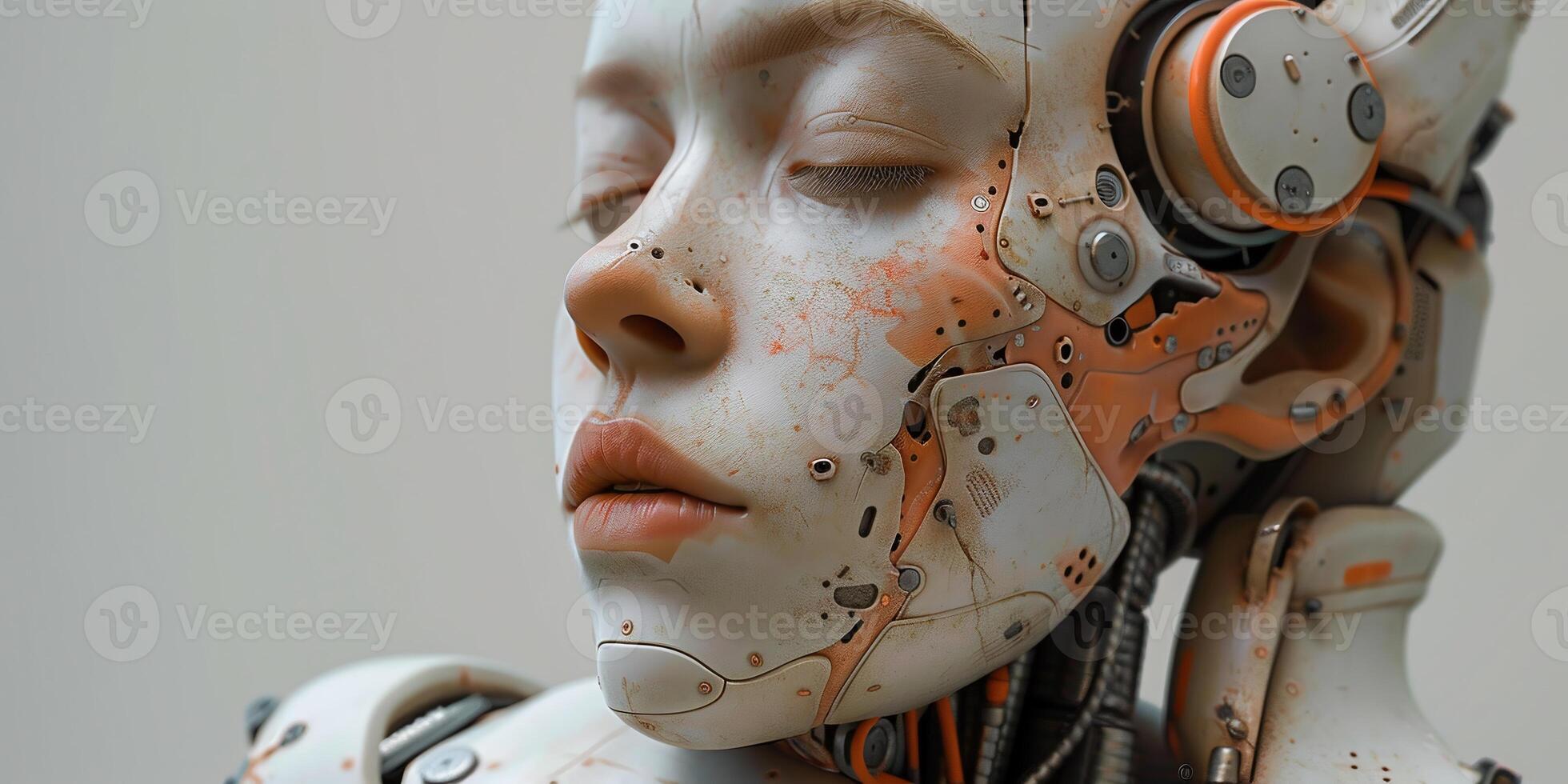 AI Generated Technology Robot sci-fi woman Cyborg android background -Humanoid Artificial intelligence wallpaper photo