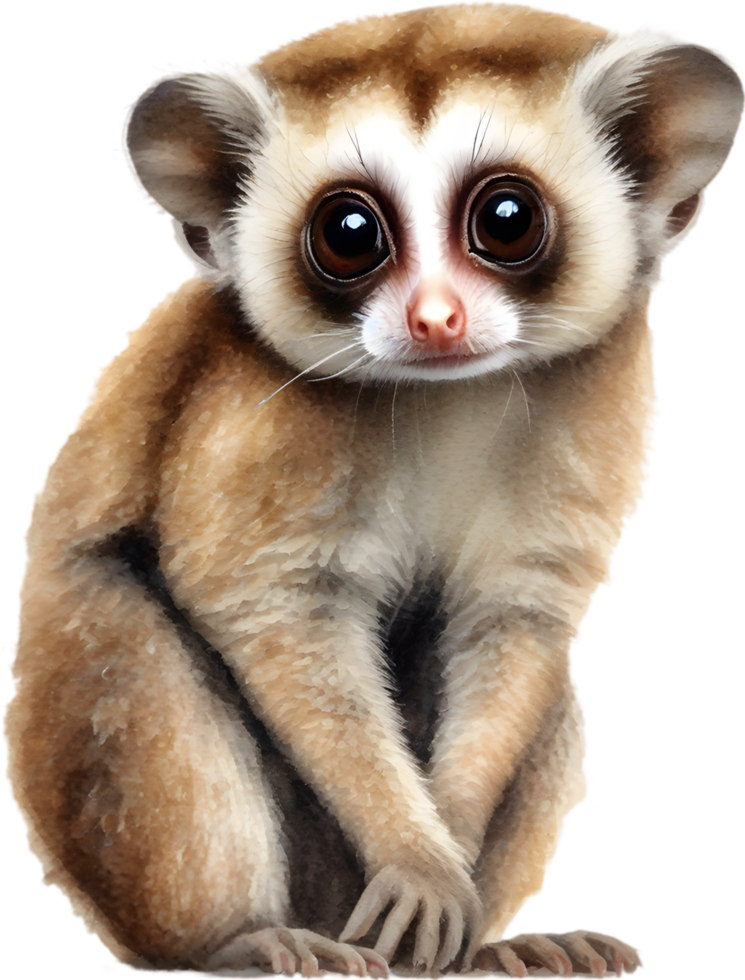 AI generated Watercolor painting of a cute Slow Loris. png
