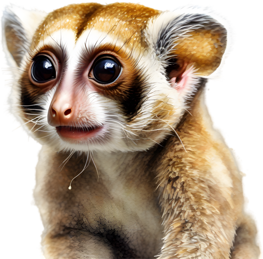 AI generated Watercolor painting of a cute Slow Loris. png