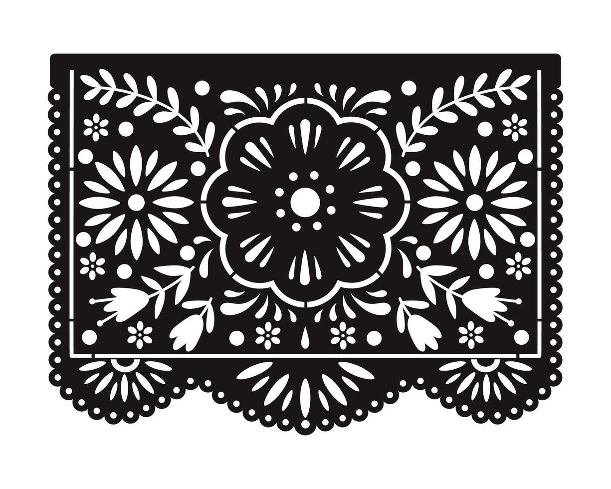 Mexican paper decorations - Papel Picado. Laser cut template. vector