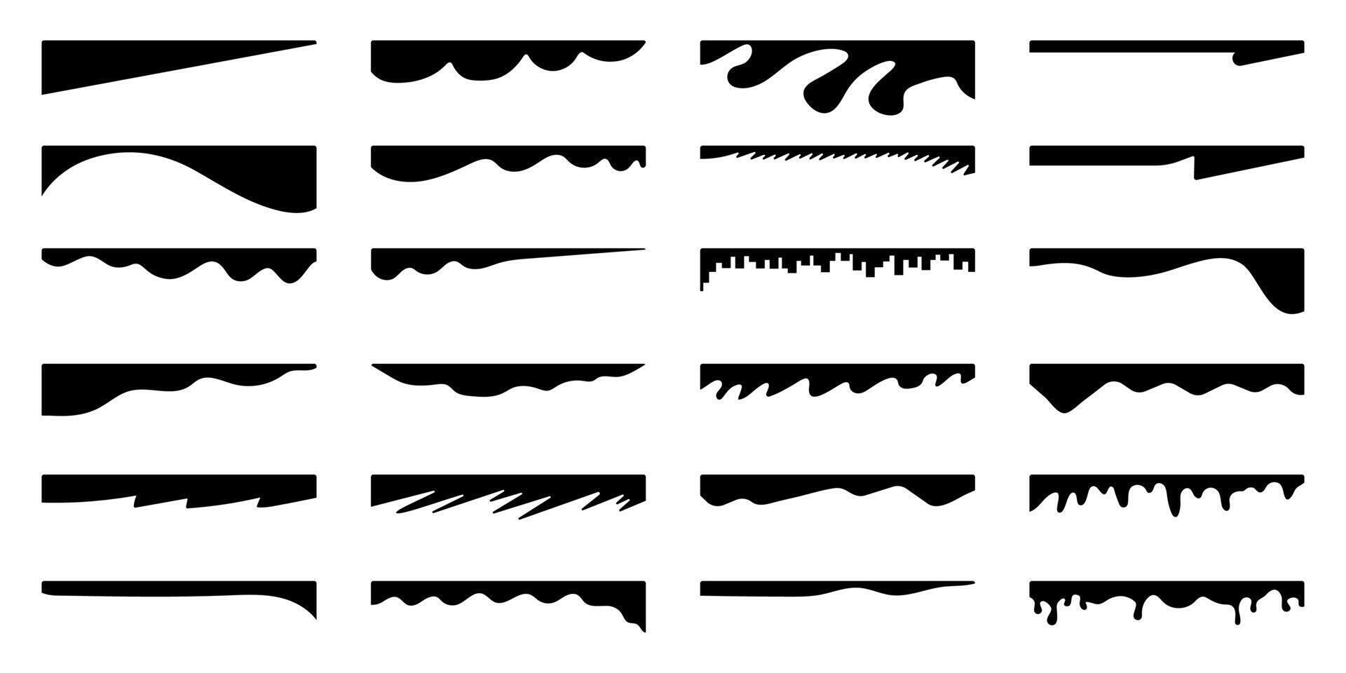 Geometric Website border and separator headers. Organic Web page.Divider shapes for web page.Abstract Curve Set for Banners,Posters,website and App. Vector Dividers shapes and headers