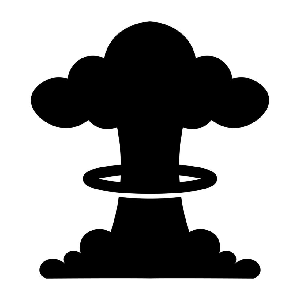 black vector mushroom cloud icon isolated on white background