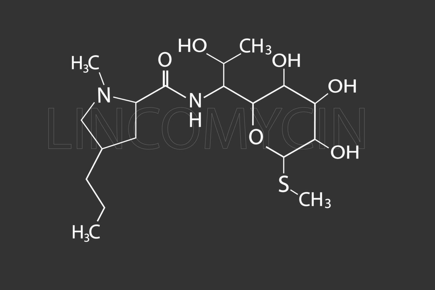 lincomicina molecular esquelético químico fórmula vector