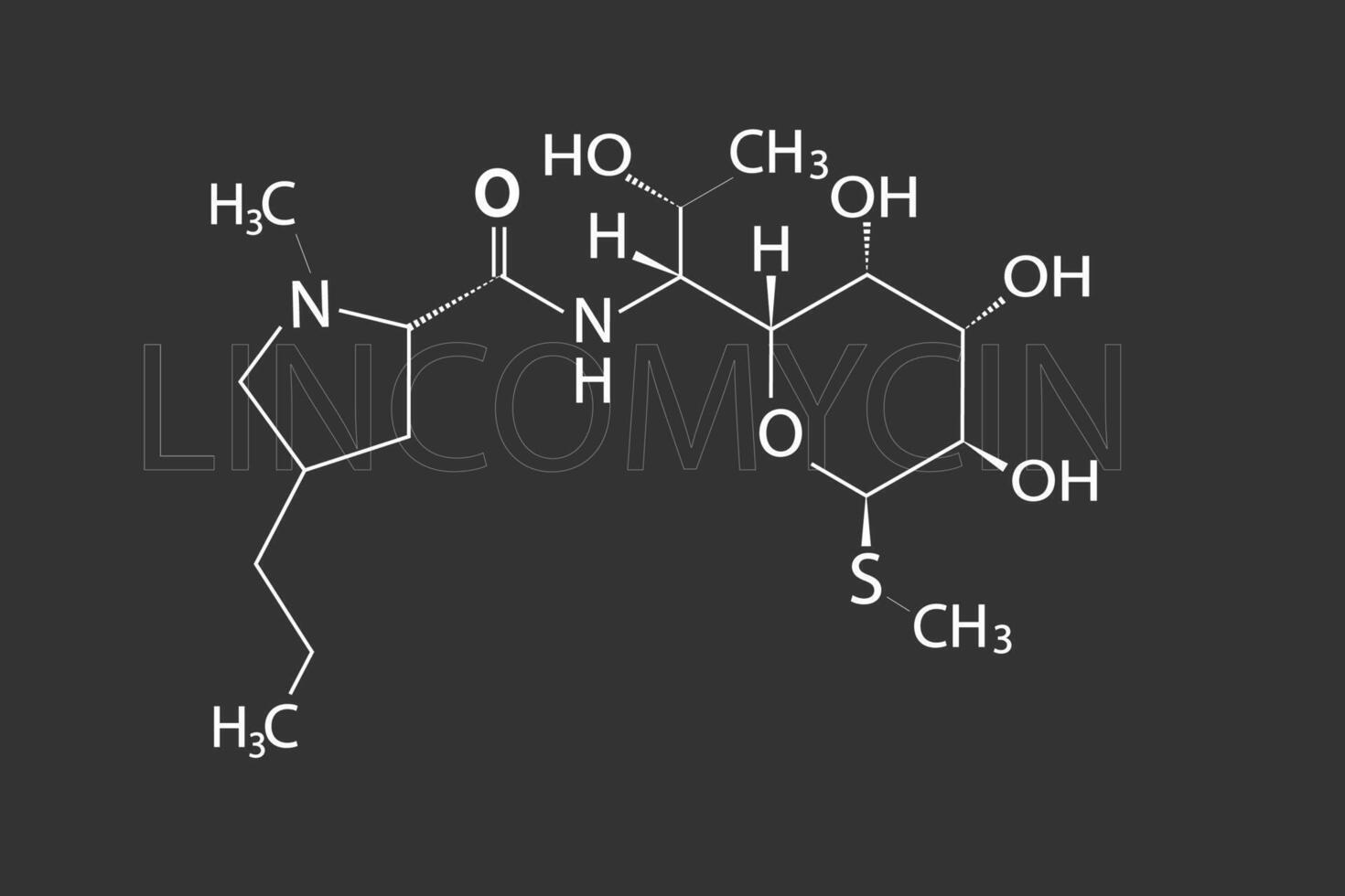 lincomycin molecular skeletal chemical formula vector