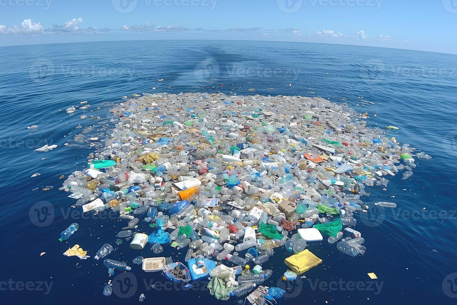 AI generated Plastic pollution from waste single use plastic professional photography photo