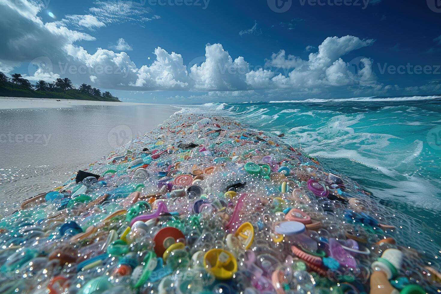 AI generated Plastic pollution from waste single use plastic professional photography photo