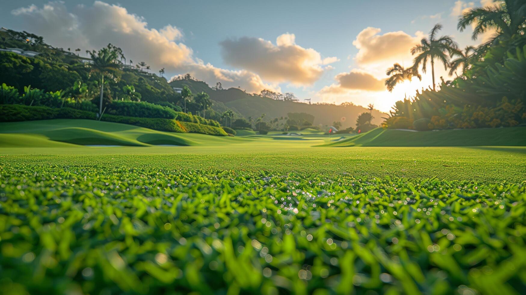 AI generated Lush Golf Course With Palm Trees photo
