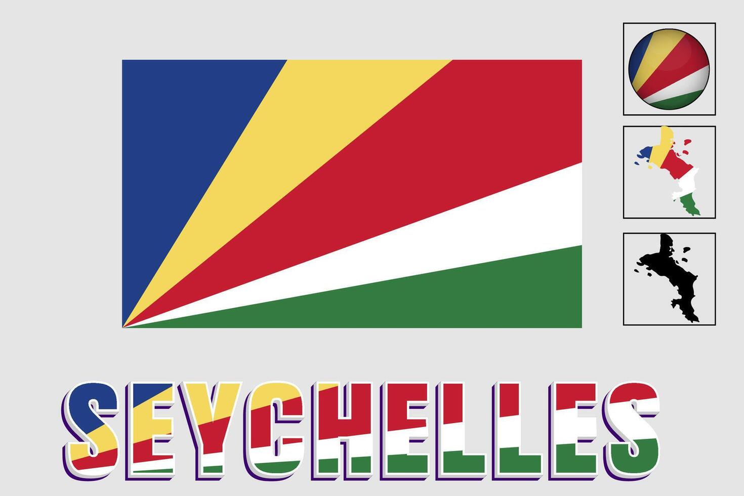 Seychelles flag and map in a vector graphic