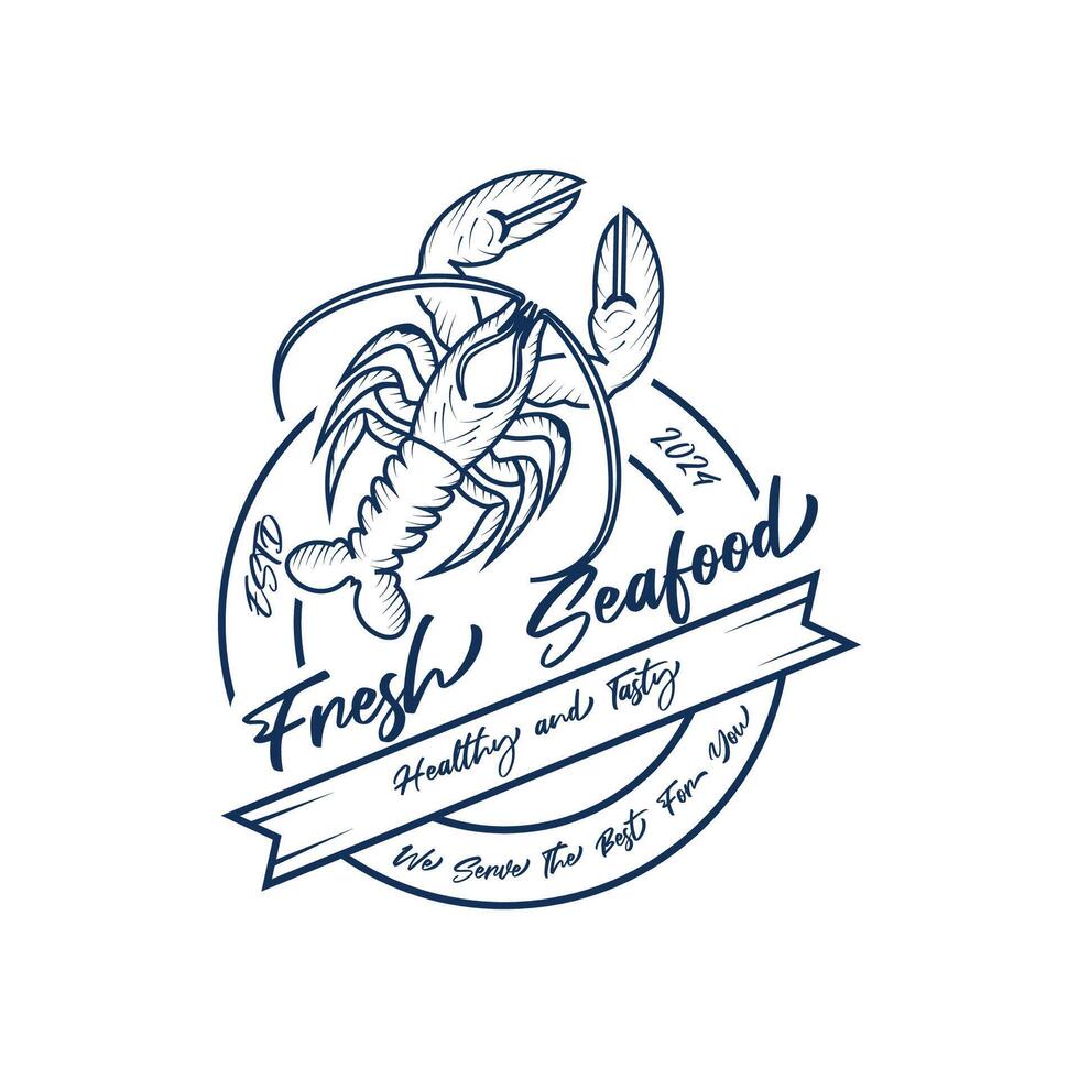 Seafood logo design restaurant fresh crab and shrimp logo for label product and seafood shop. this logo is suitable for seafood-related vector