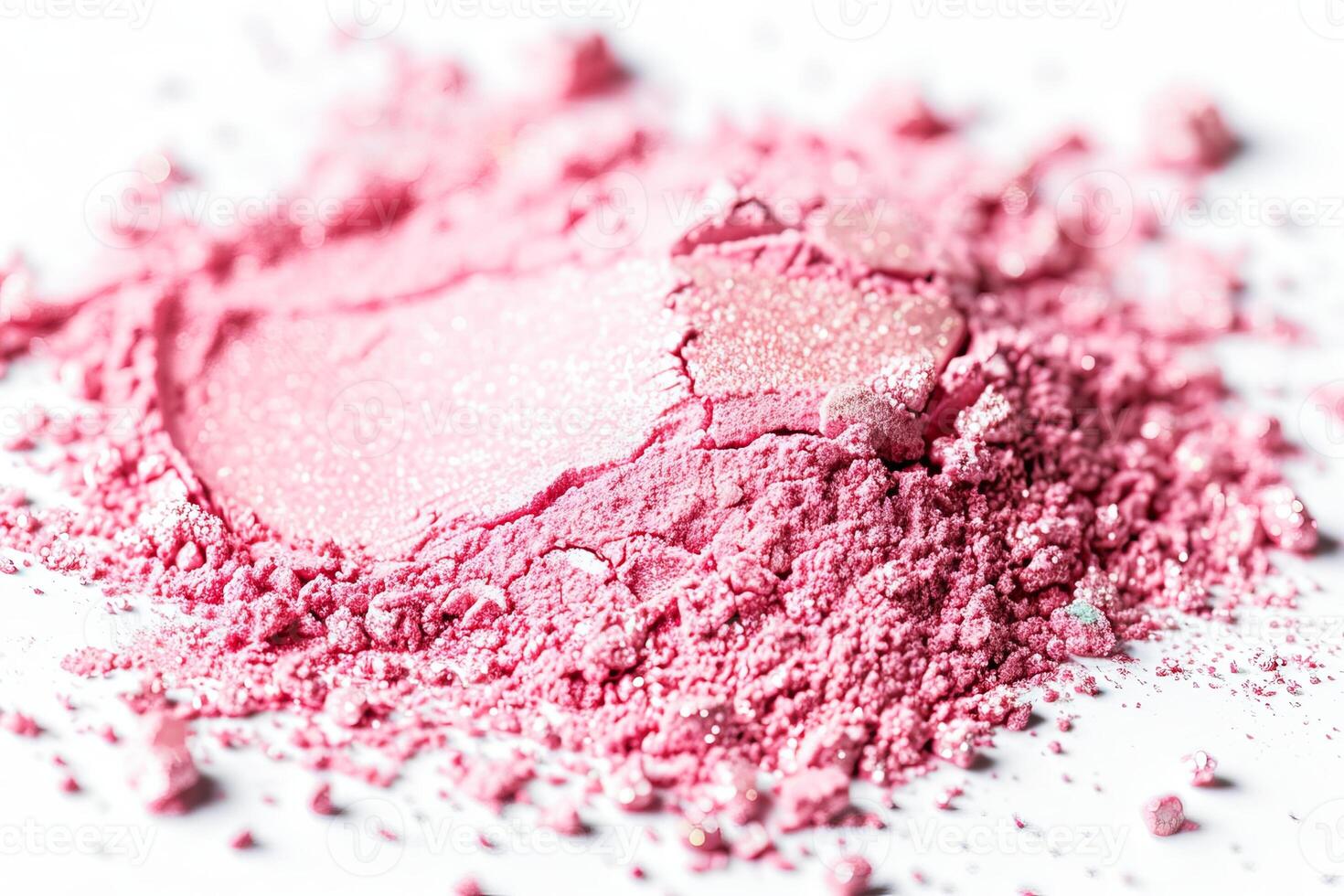 AI generated Crushed Pink Blush Makeup Powder Scatter on a White Background photo