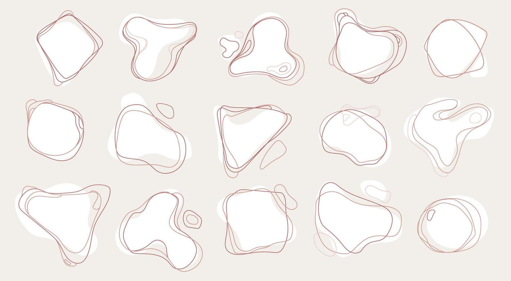 Vector abstract collection of hand drawn doodle frames, design elements in sketch style.Line waves elements of different shapes.Aesthetic contemporary stripe line art. Hand drawn frames and labels set