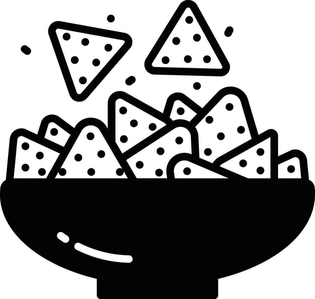 nachos glifo y línea vector ilustración