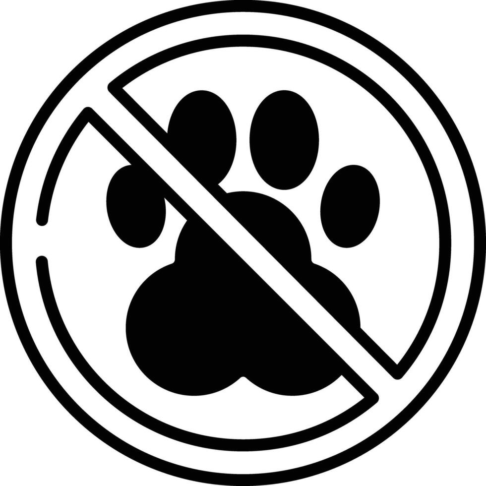 No Pets glyph and line vector illustration