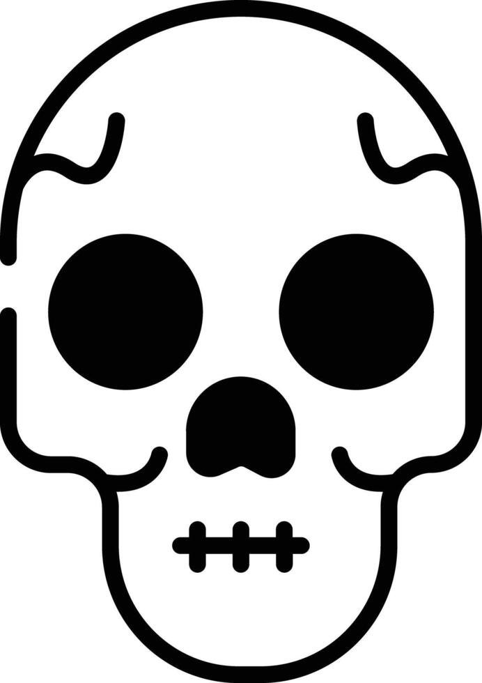 Skull glyph and line vector illustration