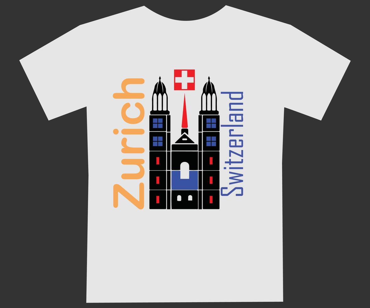 festival in Zurich Switzerland T shirt design eps file vector