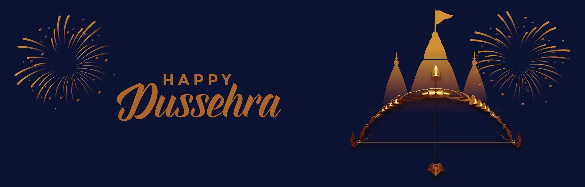Indian happy dussehra celebration banner with dhanush baan vector