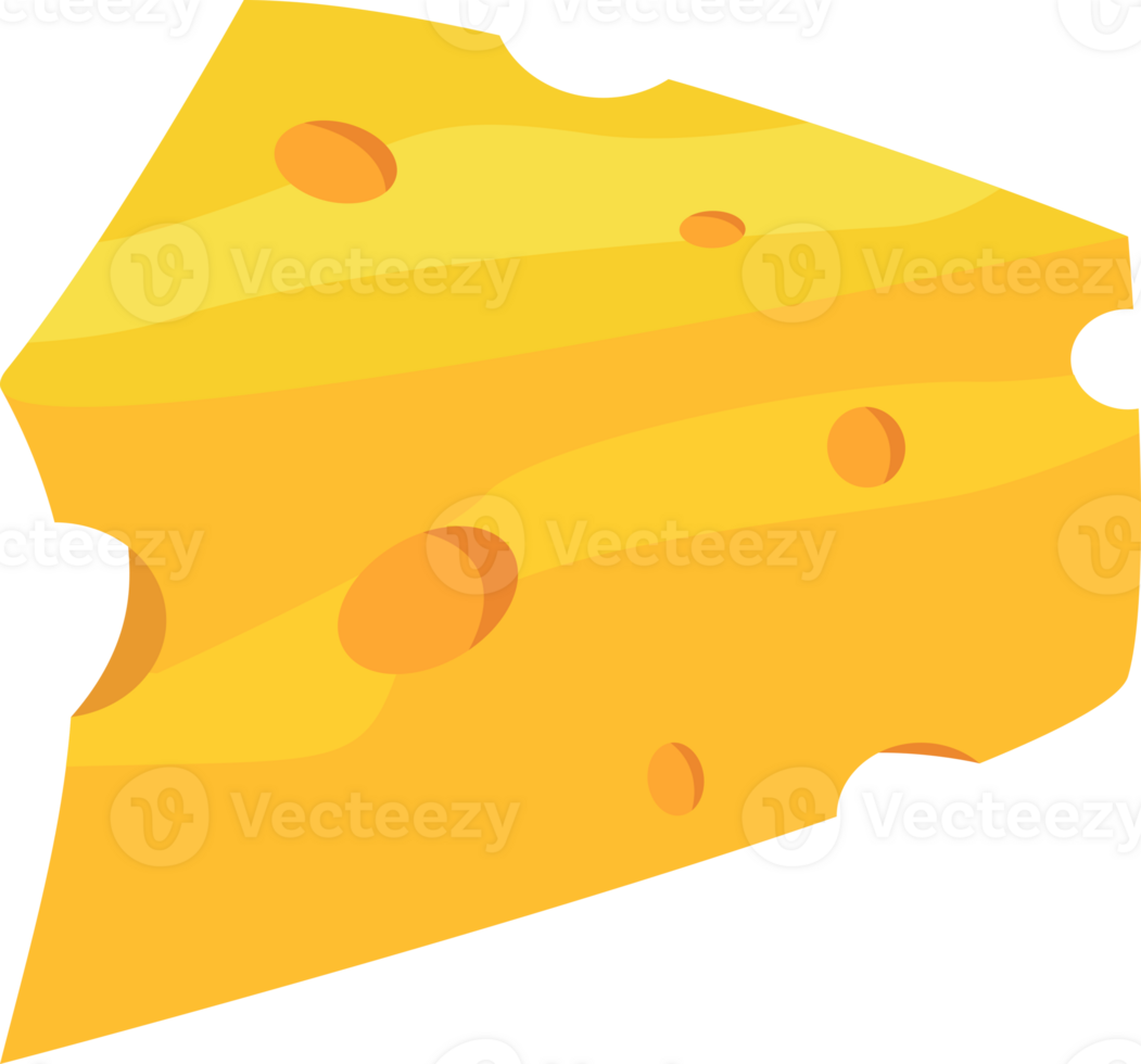Piece of cheese with holes suitable for food and dairythemed designs, Swiss cheese product labels, culinary websites, or cheesemonger advertisements. png