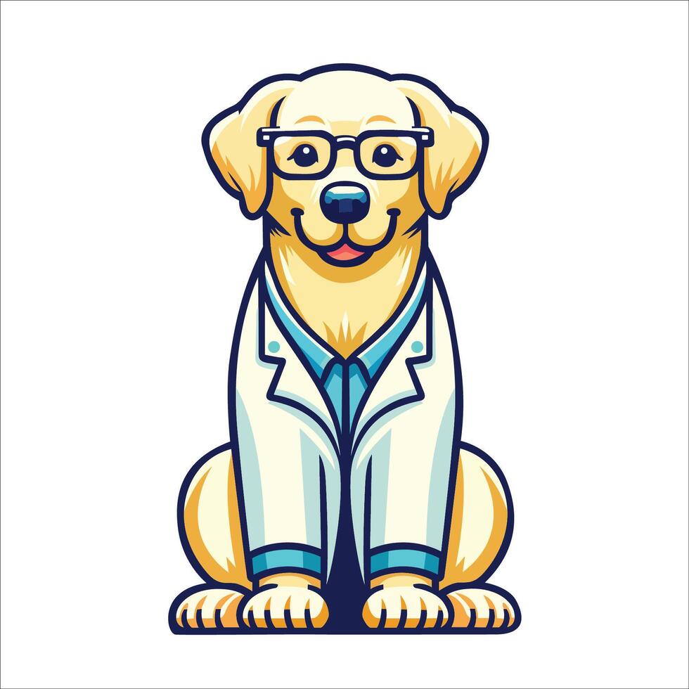 AI generated Labrador Retriever Dog Doctor sitting and looking up illustration vector