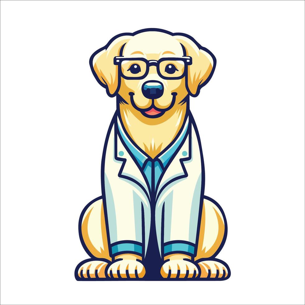 ai generado Labrador perdiguero perro médico sentado y mirando arriba ilustración vector