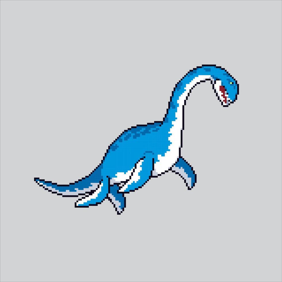 Pixel art illustration Elasmosaurus. Pixelated Elasmosaurus. Elasmosaurus Dinosaur pixelated for the pixel art game and icon for website and video game. old school retro. vector