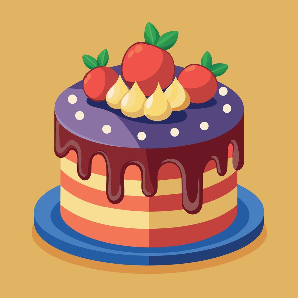 Beautiful colorful image of a birthday cake. cake with candles on it vector