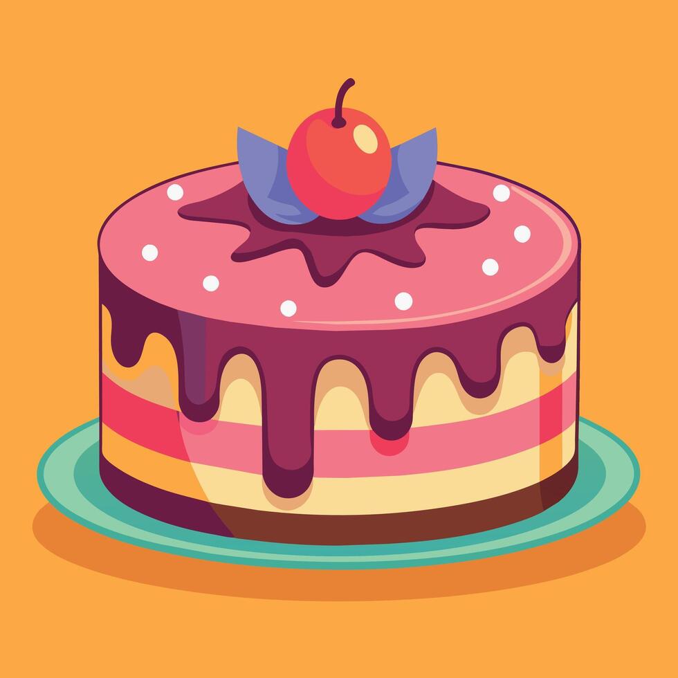 Beautiful colorful image of a birthday cake. cake with candles on it vector