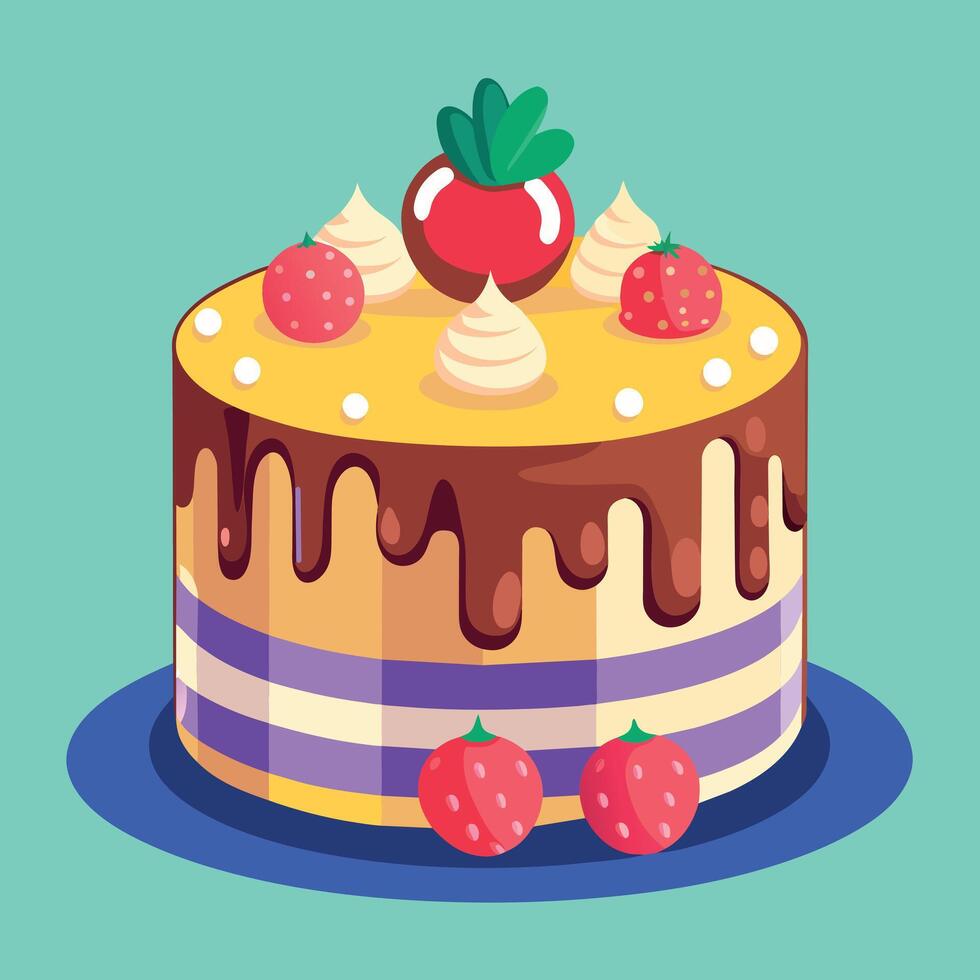 Beautiful colorful image of a birthday cake. cake with candles on it vector