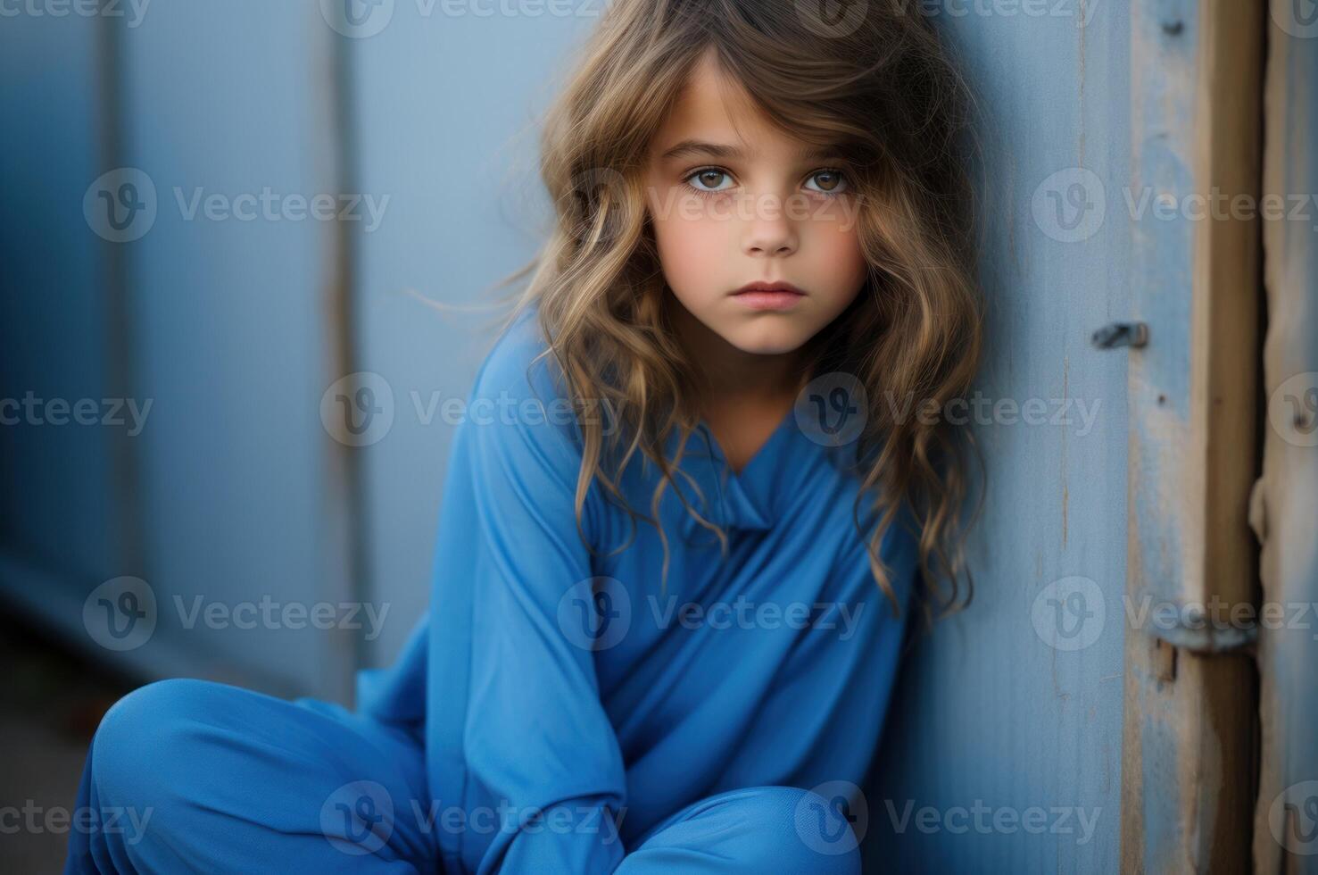 AI generated Climate-controlled Modern child girl underground bunker. Generate Ai photo