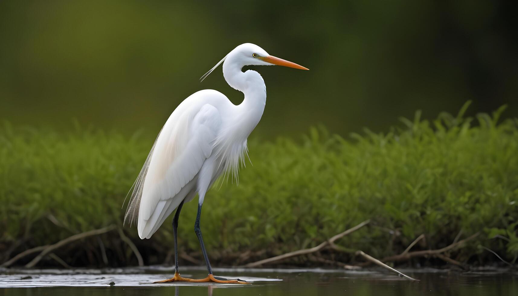 AI generated Great White Egret bird Stock Photo,Egret bird photography.Wildlife Photography, photo