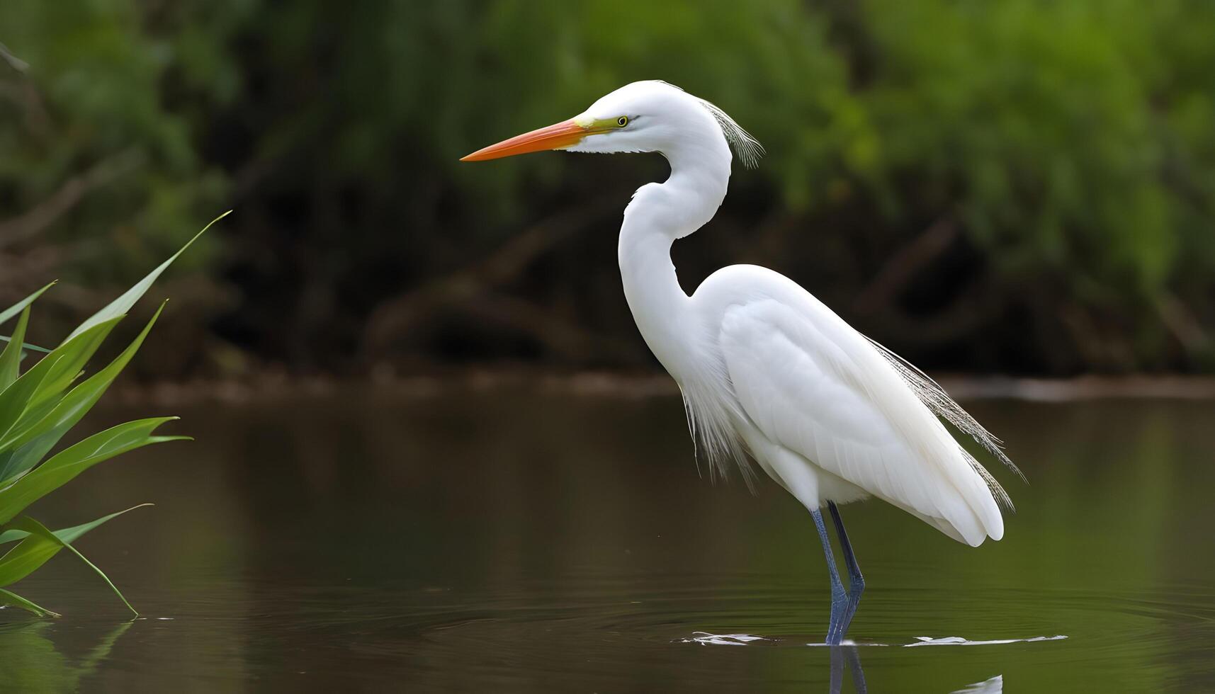 AI generated Great White Egret bird Stock Photo,Egret bird photography.Wildlife Photography, photo