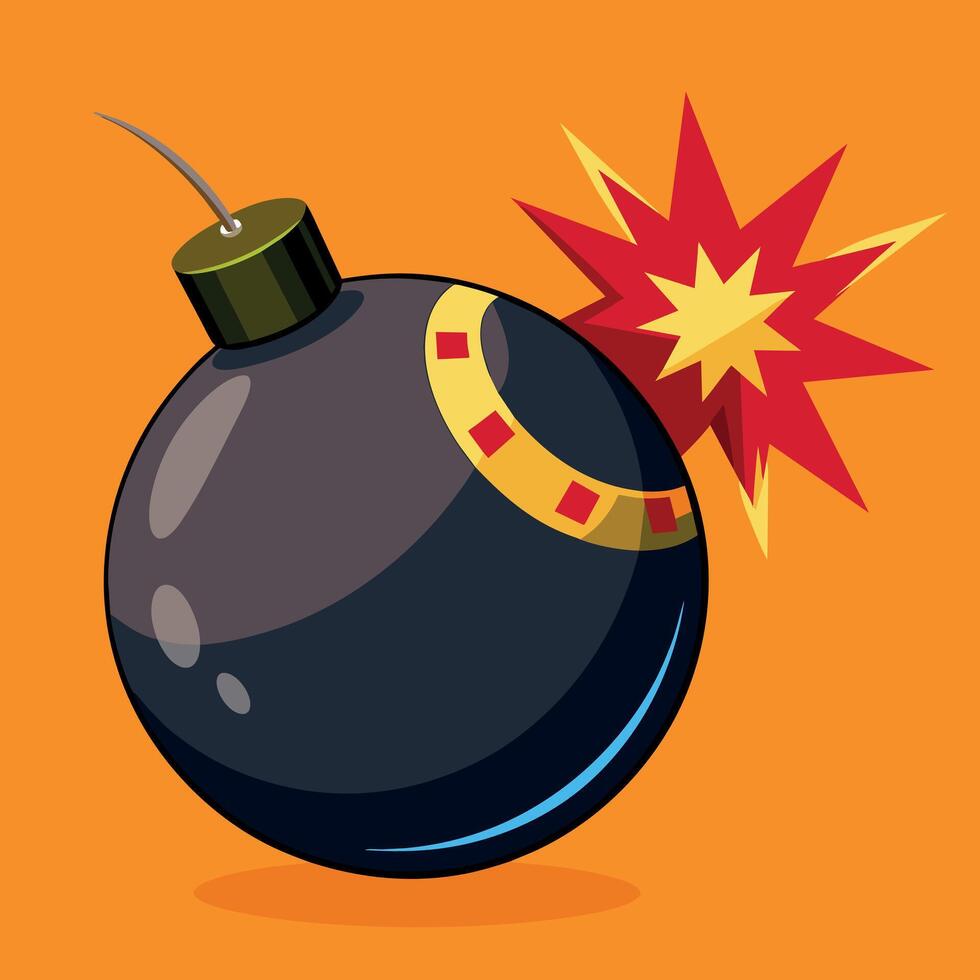 Cartoon bomb on a fire vector illustration