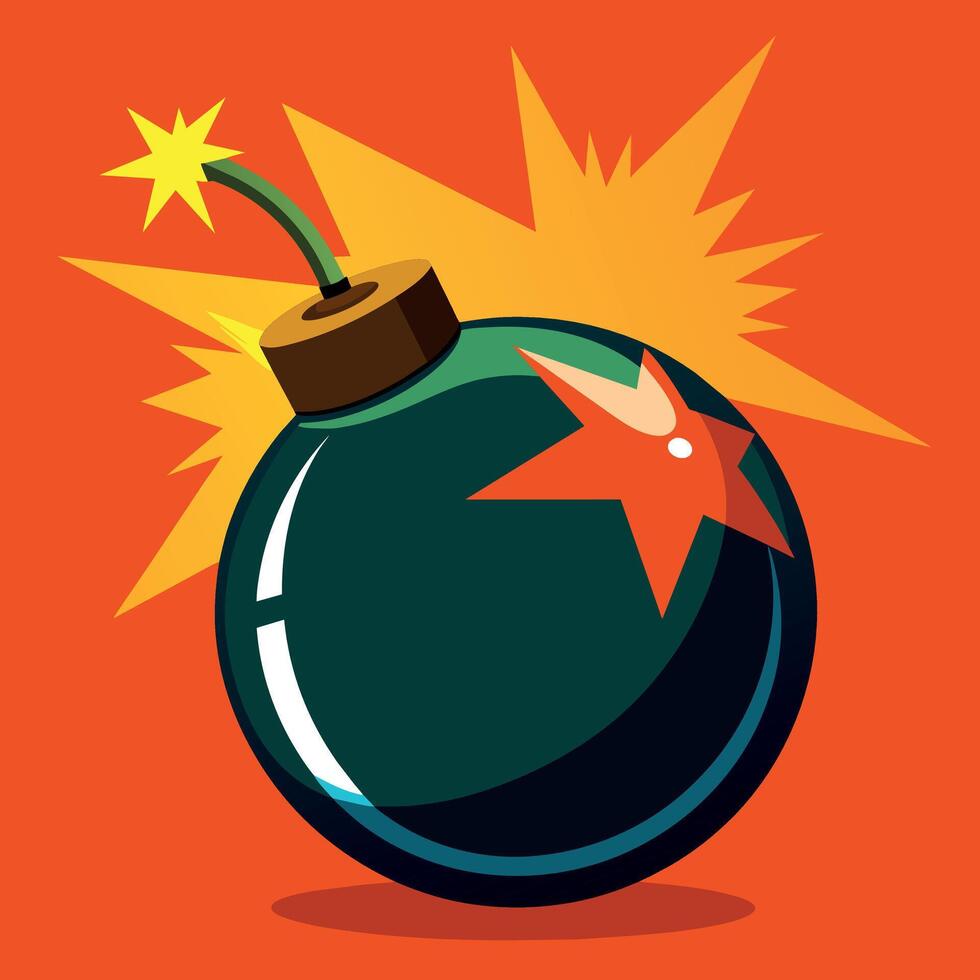 dibujos animados bomba en un fuego vector ilustración
