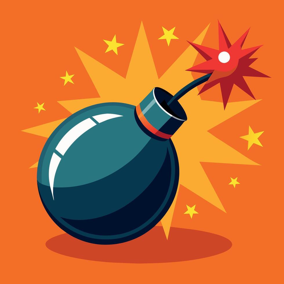 Cartoon bomb on a fire vector illustration