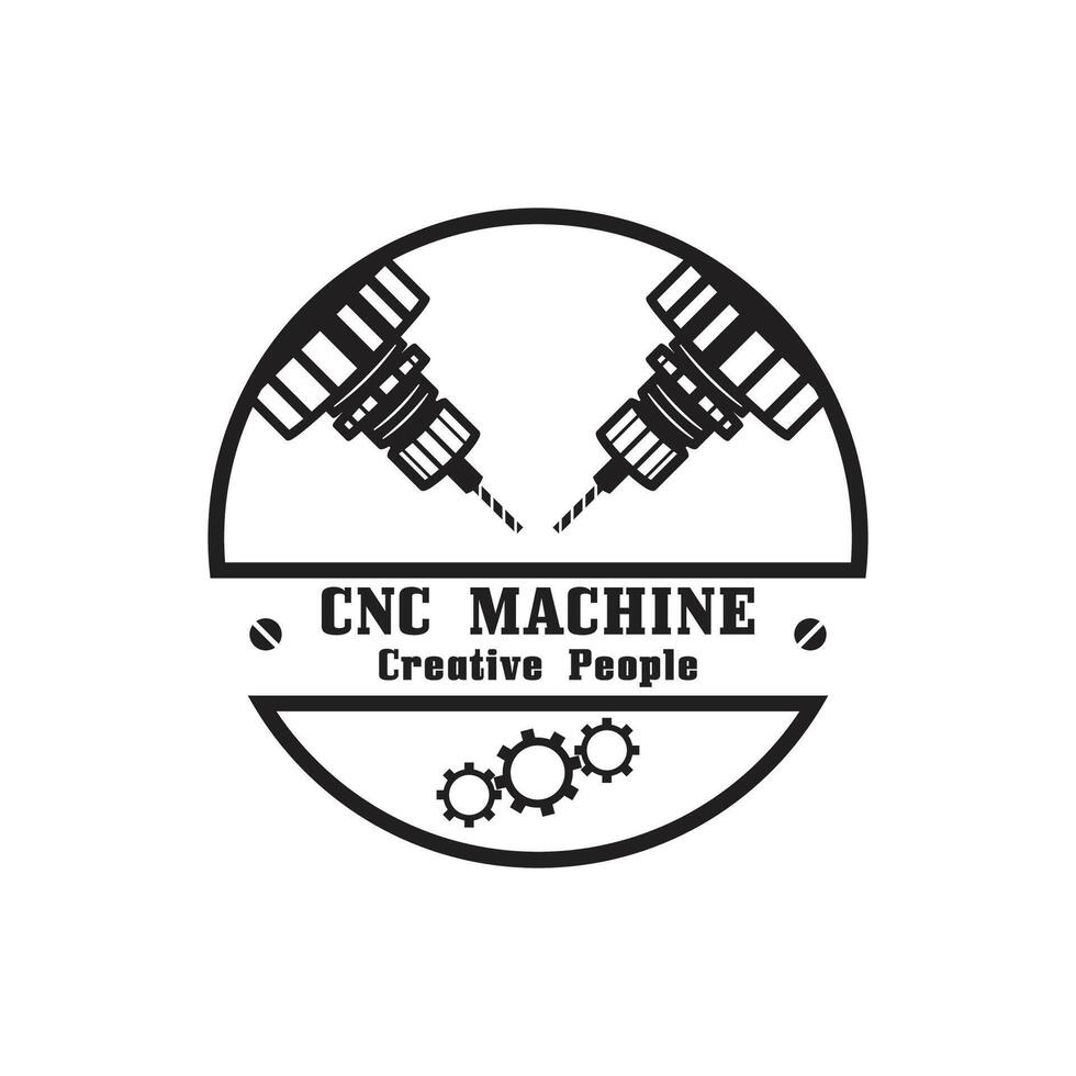 CNC Lathe machine Logo Computer Numerical Control modern 3D cutting technology design manufacturing industry cutting. This logo is ideal for cnc cutting maschines, woodworking industry, and similar. vector