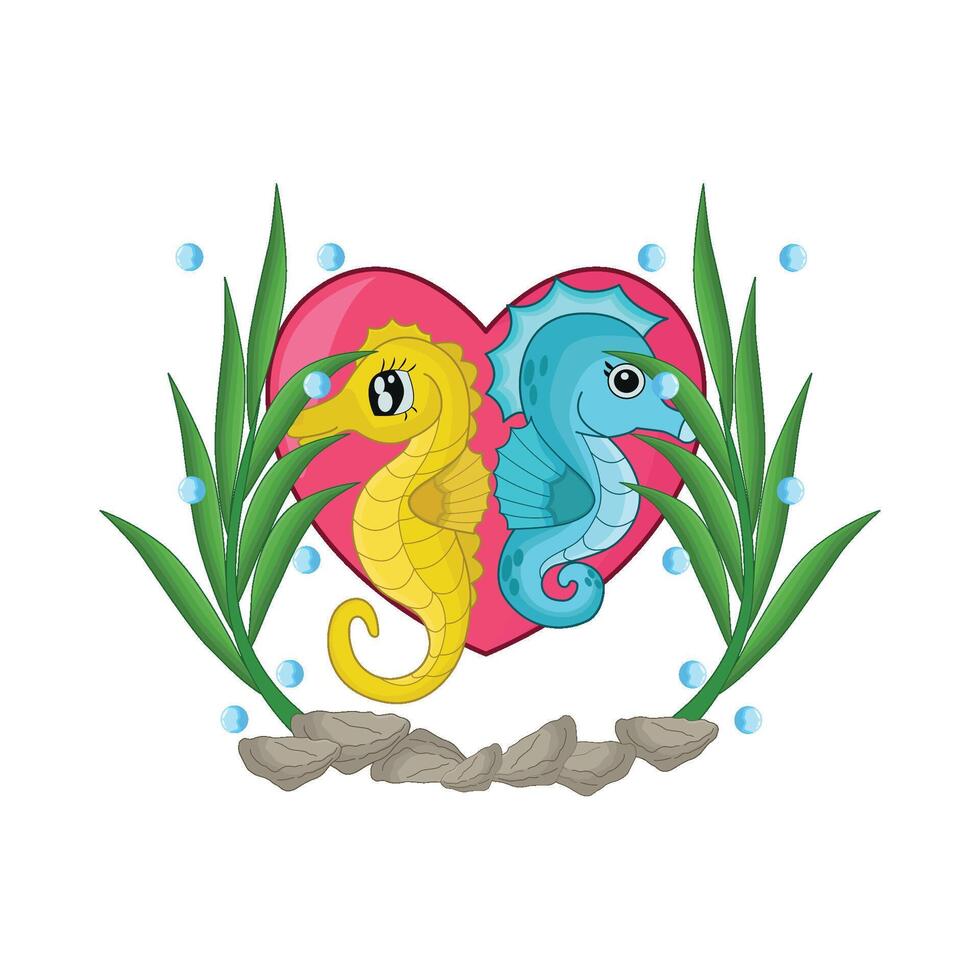 illustration of seahorse couple vector