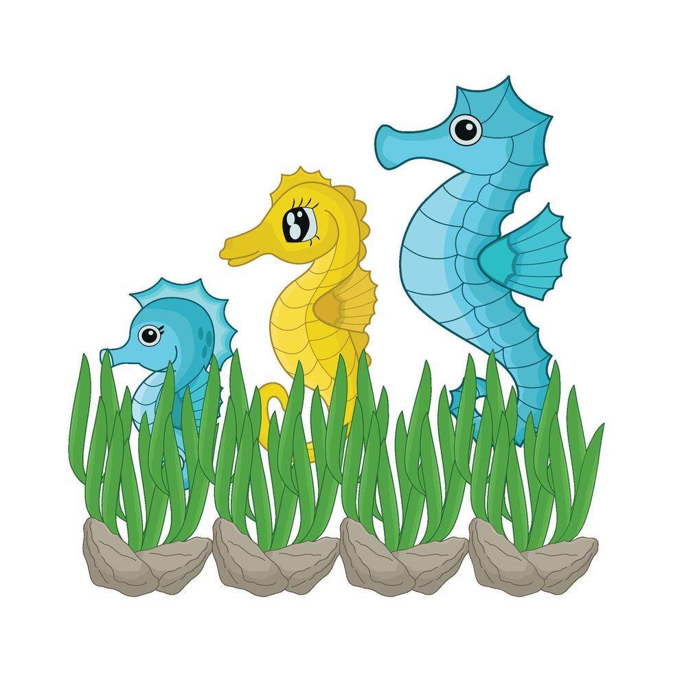 illustration of seahorse family vector