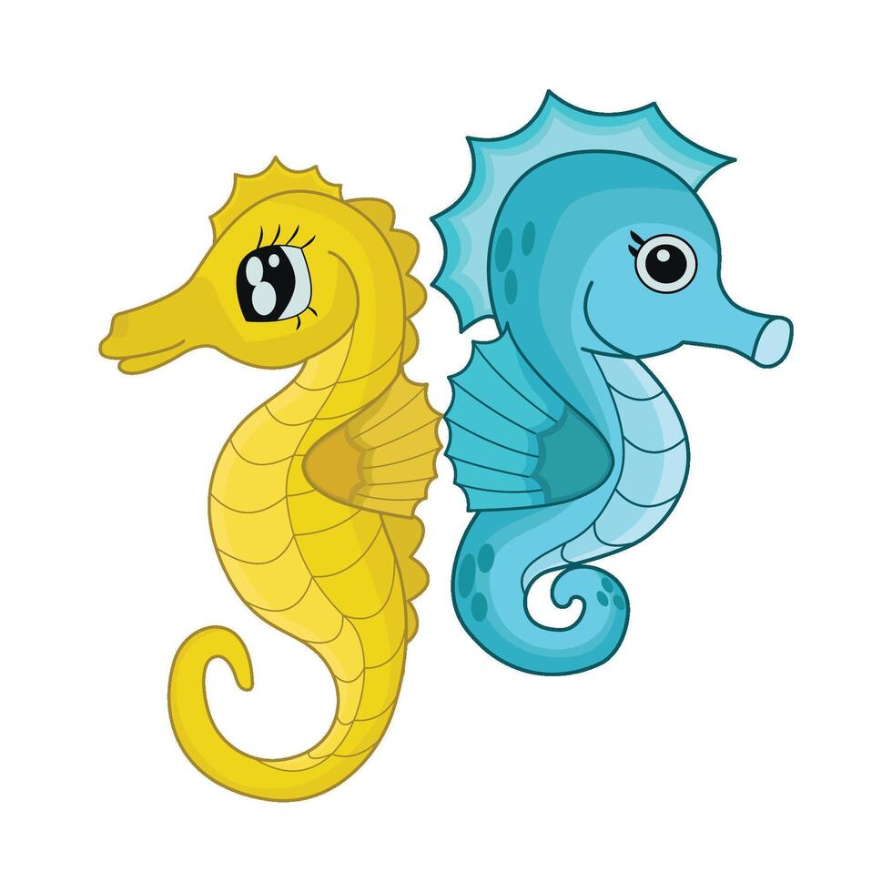 illustration of two seahorses vector