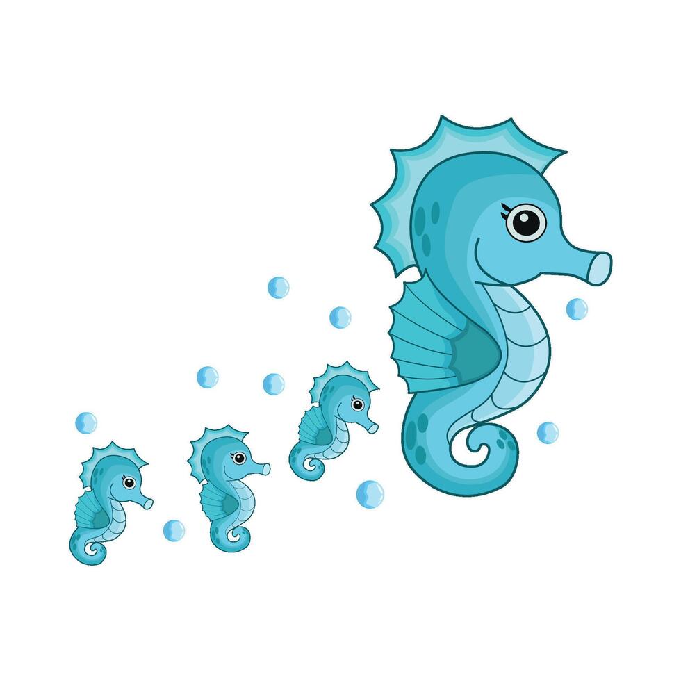 illustration of seahorse family vector