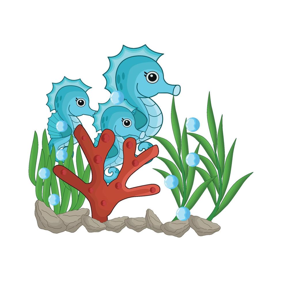 illustration of seahorse family vector