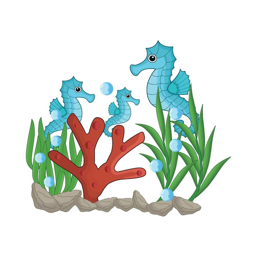 illustration of seahorse family vector