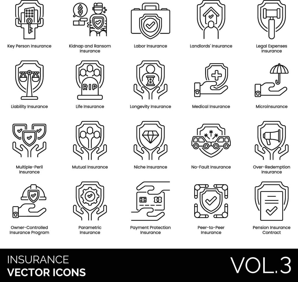 insurance icon set vector