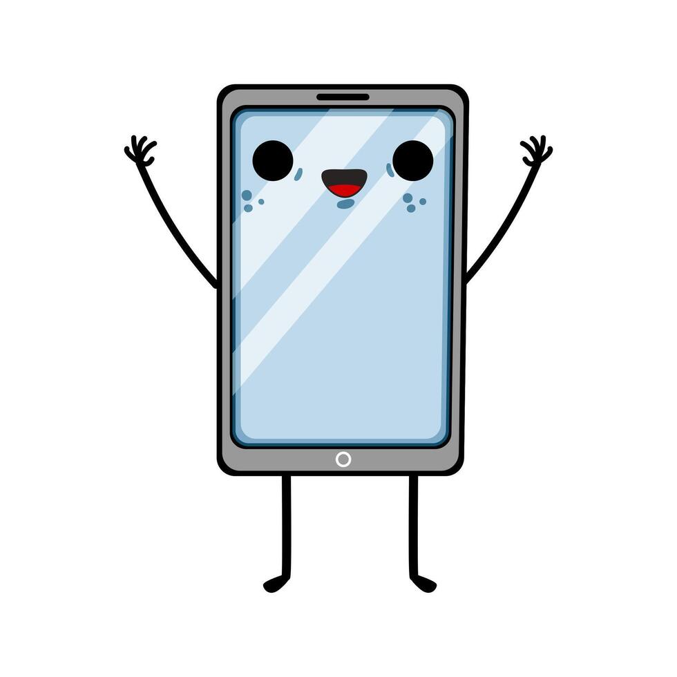 smart phone character cartoon vector illustration