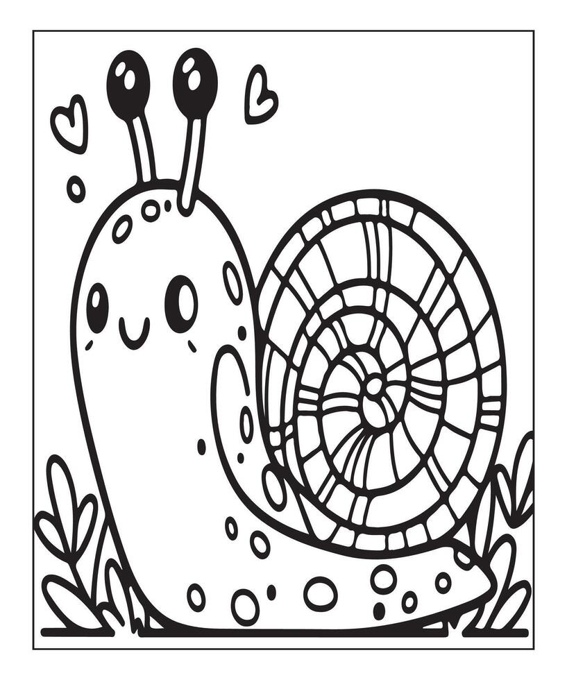 AI generated snail coloring page for kids vector