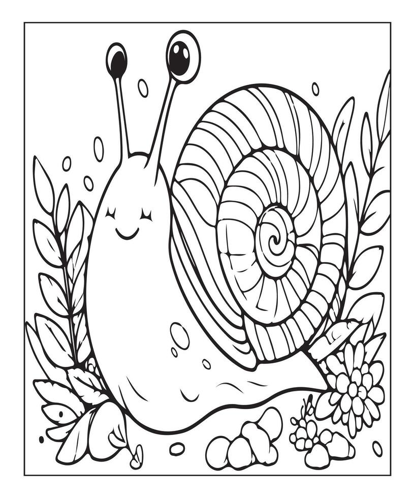 AI generated snail coloring page for kids vector