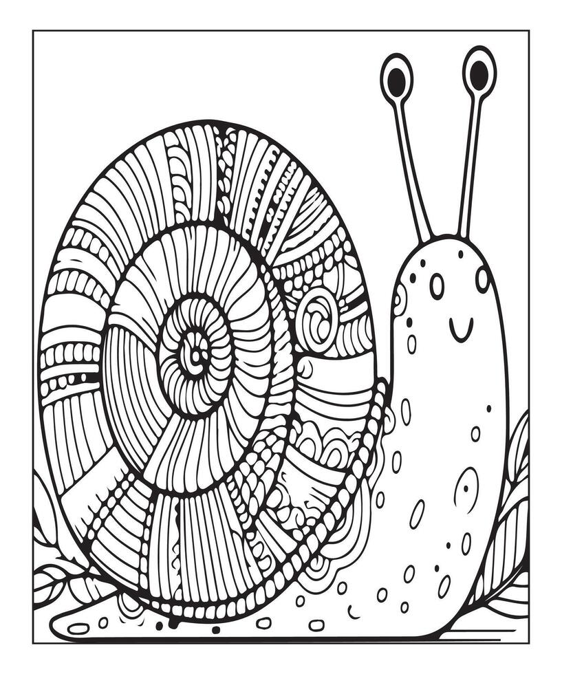 AI generated snail coloring page for kids vector