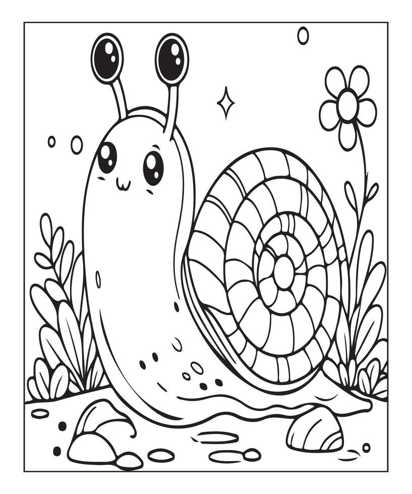 AI generated snail coloring page for kids vector