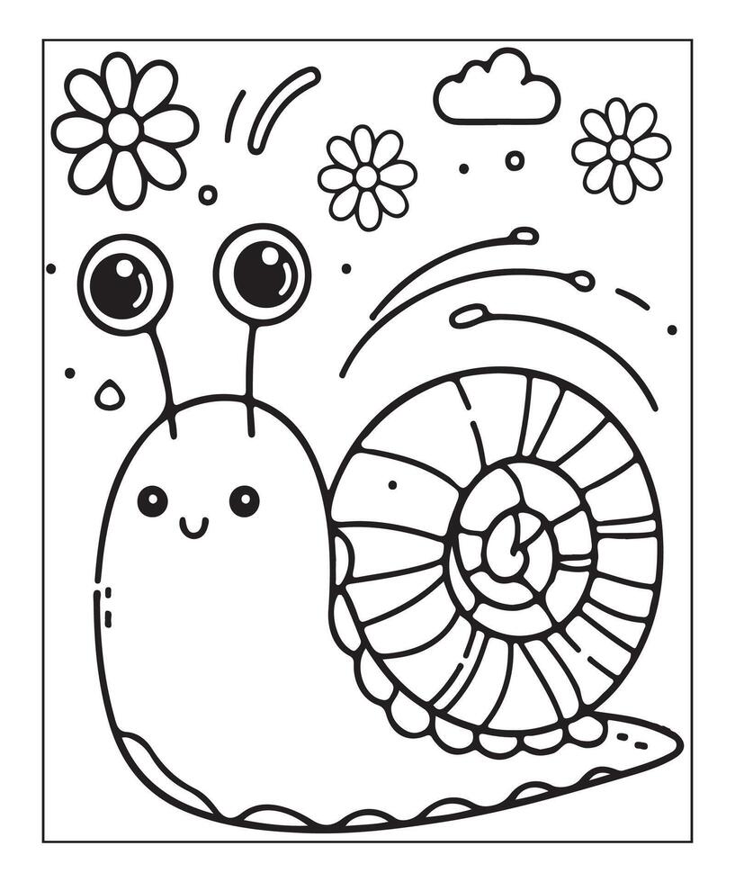 AI generated snail coloring page for kids vector