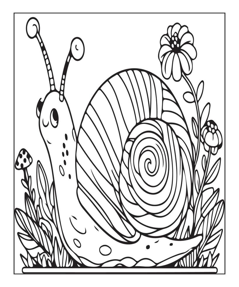 AI generated snail coloring page for kids vector